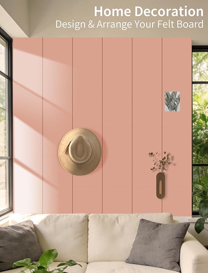 Large Bulletin Board 48"x 24" Cork Boards for Walls, 12 Pack Felt Wall Panels Photo Board, Cork Board for Office Home Pin Board