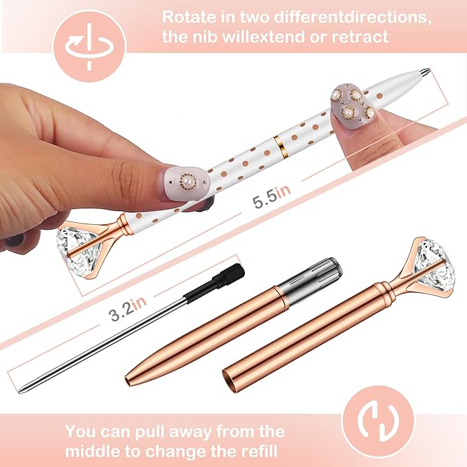 PASISIBICK 20 Pieces Diamond Pens of Cute Beautiful Ballpoint Pens Crystal Diamond Pen for Women Wedding Bridal Shower Décor Gifts with 20 Pieces Replacement Refills(20 Colors)