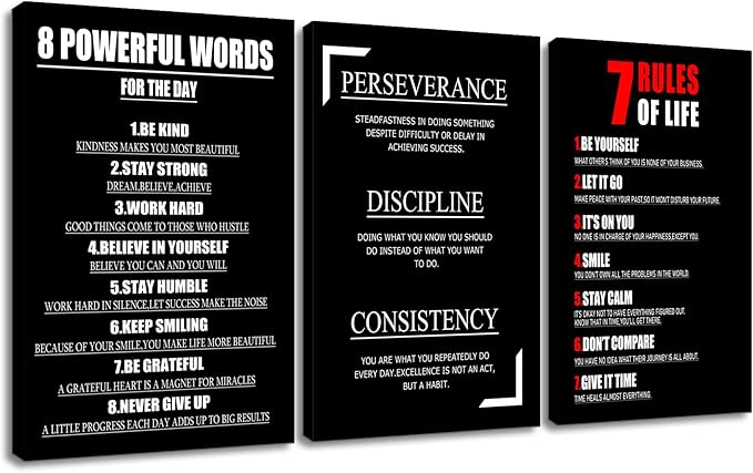 Inspirational Canvas Wall Art 3 Motivational Entrepreneur Quotes Picture Painting Positive Affirmations Framed Print Poster for Living Room Office Bedroom Gym Wall Decor Ready to Hang [48''Hx24''W]