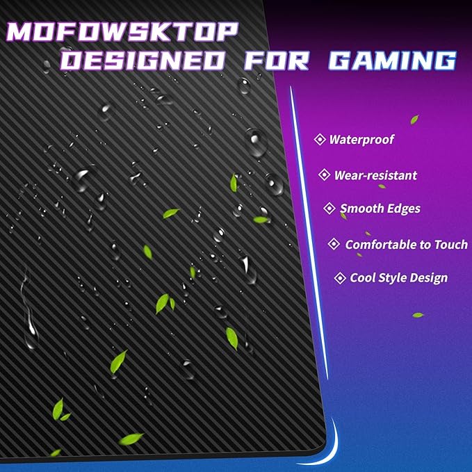 39 in Gaming Desk With Hook - Z-Shaped Computer Table for Home Office, Small Places - Carbon Fiber Surface, Simple Installation, Blue