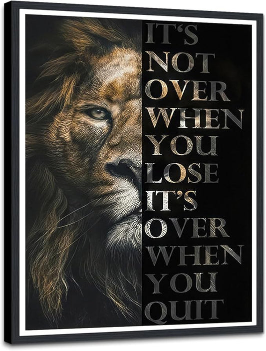 Novatique Motivational Wall Art Inspirational Office Wall Art Lion Canvas Wall Art Framed Ready to Hang Positive Affirmations Wall Decor for Bedroom,12 x 16inch