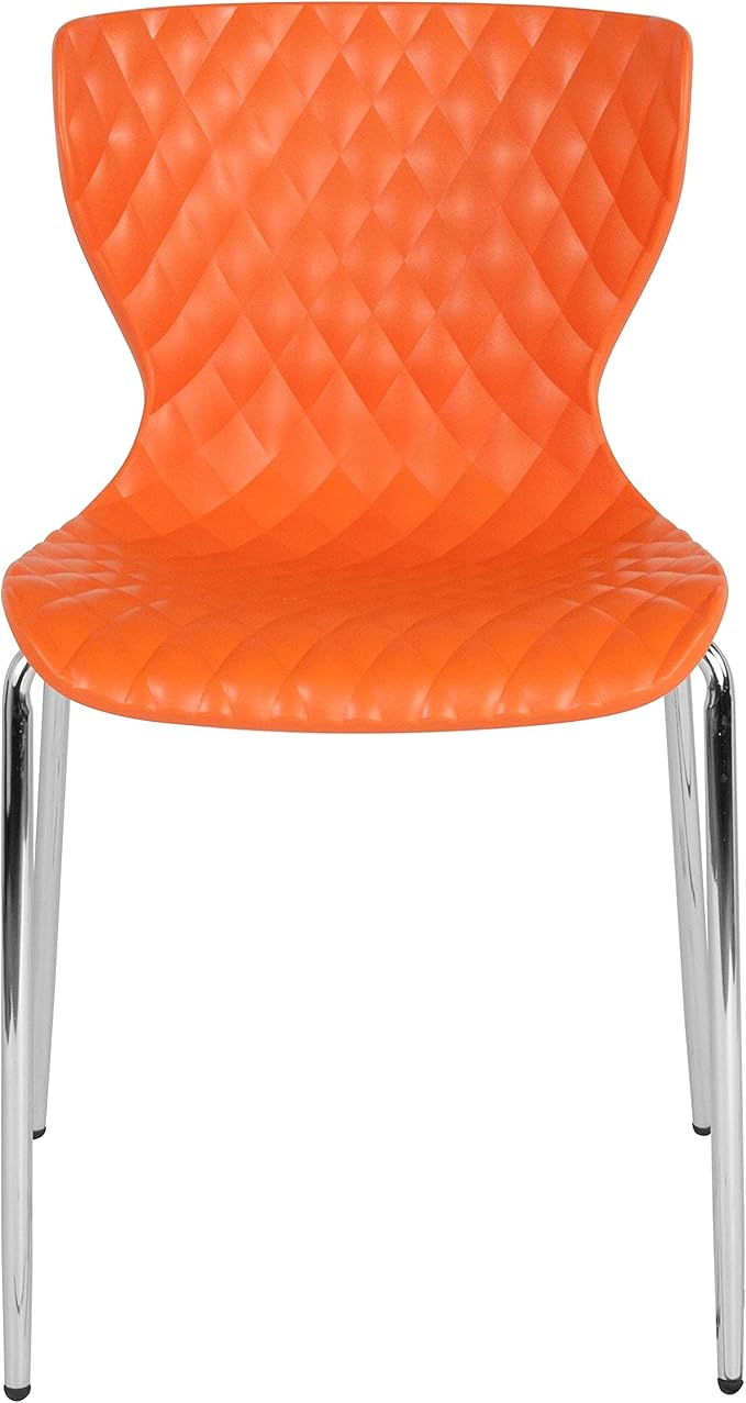 Flash Furniture Lowell Contemporary Design Orange Plastic Stack Chair