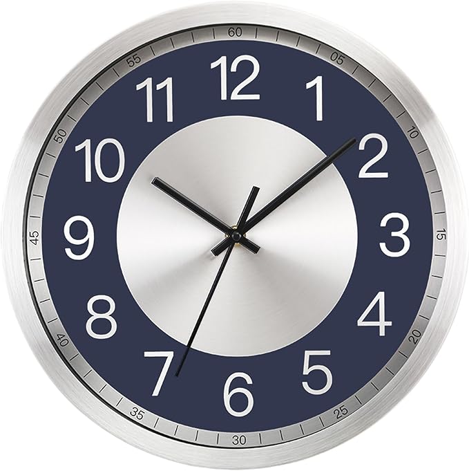 Silent Wall Clock Battery Operated,Modern Metal Wall Clock Decorative for Living Room/Kitchen/Home/Office/School,12 inch