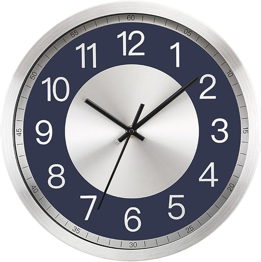 Silent Wall Clock Battery Operated,Modern Metal Wall Clock Decorative for Living Room/Kitchen/Home/Office/School,12 inch