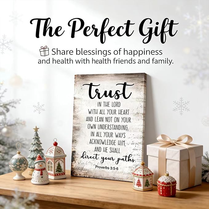 Proverbs3:5-6 Trust In The Lord With All Your Heart Canvas goodness of god Wall Art the lords prayer Picture Wall Decor Christian Bible Scripture Poster Print Artwork for Office Church 24x36 in Canvas