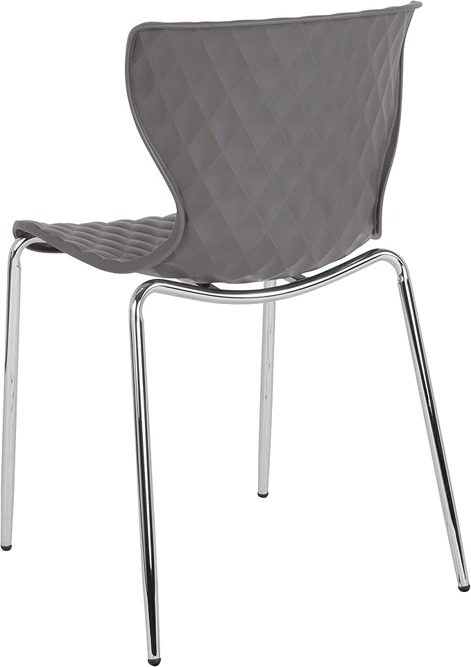 Flash Furniture 4 Pack Lowell Contemporary Design Gray Plastic Stack Chair