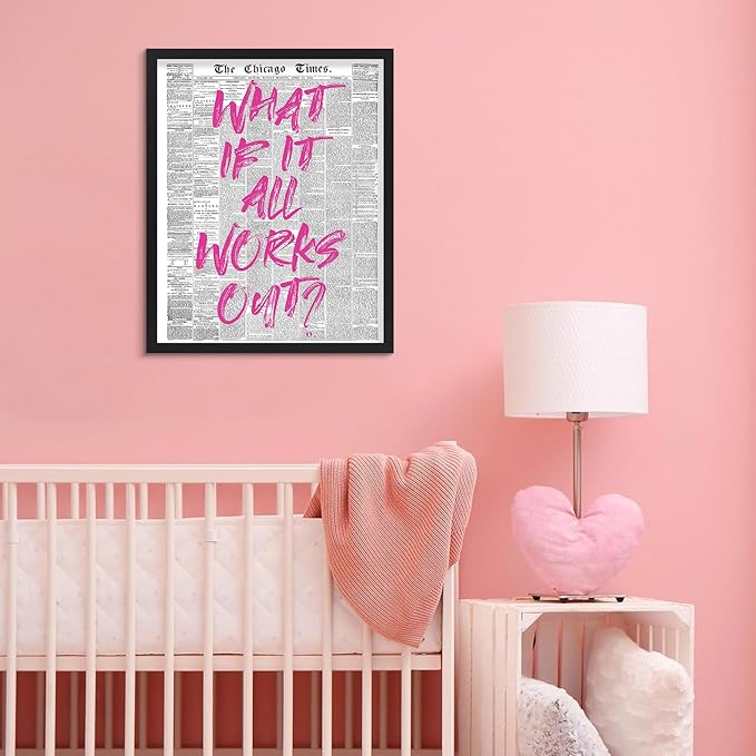 uniro What If It All Works Out Newspaper Print Vintage Trendy Wall Art Cute Typography Poster Affirmations Apartment Aesthetic - 8x10 Unframed