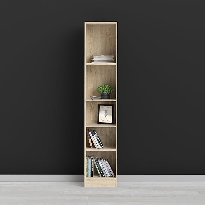 Tvilum Element Narrow 5 Shelf Bookcase, Tall, Oak