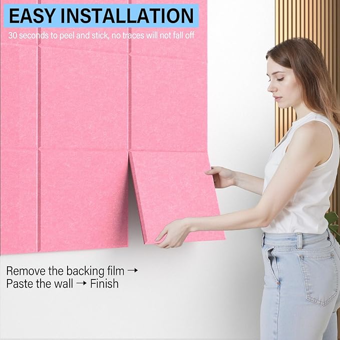 Large Cork Boards for Walls – 48" x 36" Self Adhesive Felt Wall Tiles, Ideal for Office Wall Organizing Bulletin Board, Easy to Install Cork Boards Felt Board