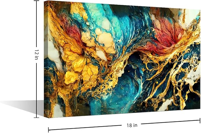 Abstract Wall Art for Home Decor Modern Ocean Desert Land Painting 1 Panel Canvas Art for Men Living Room Decor Minimalist Enthusiasts Home Wall Decoration Stretched and Framed Ready to Hang 18x12 in