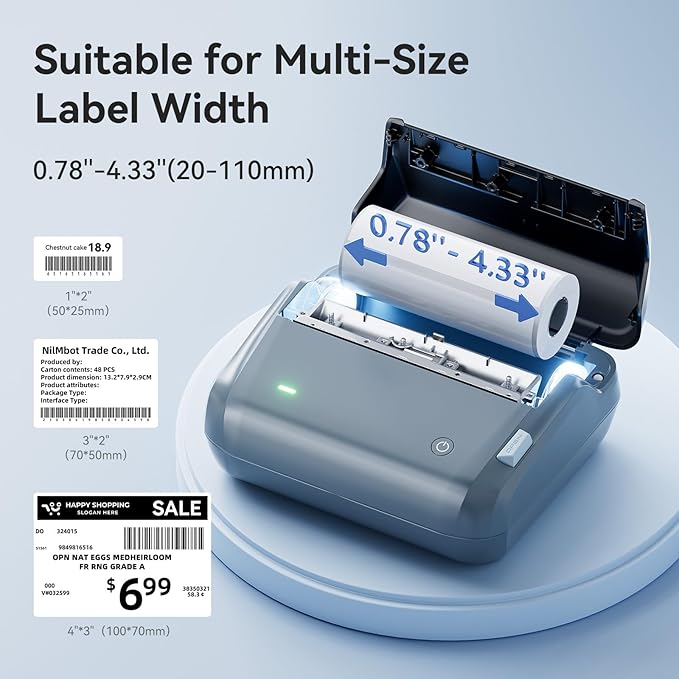NIIMBOT 4 Inch Thermal Label Maker, B4 Bluetooth Label Printer for Shipping Packages, Small Business, Home, Office, Portable Sticker Maker with 1 Roll 3.94'' x3.94'' Label-75pcs/roll