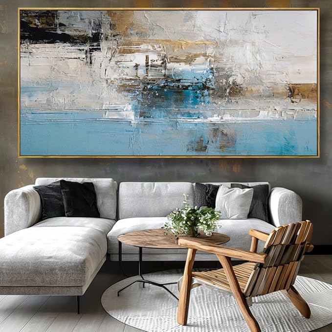 Wall Art Abstract Canvas Painting Blue Fantasy Colorful Wall Decor Modern Artwork for Living Room Bedroom Dining Room Home Office Decor 30"x60" with Framed