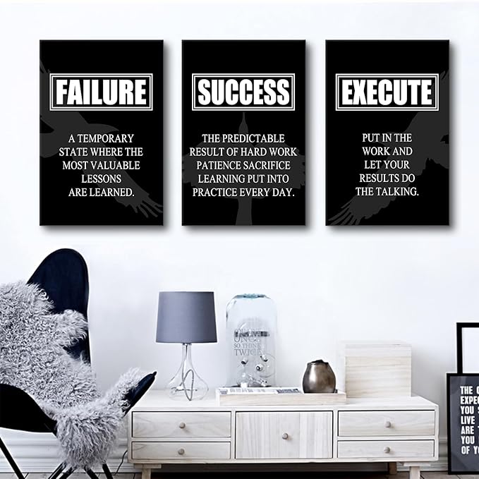 Inspirational Canvas Wall Art Motivational Entrepreneur Quotes Picture Painting Positive Affirmations Framed Print Poster for Living Room Office Bedroom Gym Wall Decor Ready to Hang [48''Hx24''W]