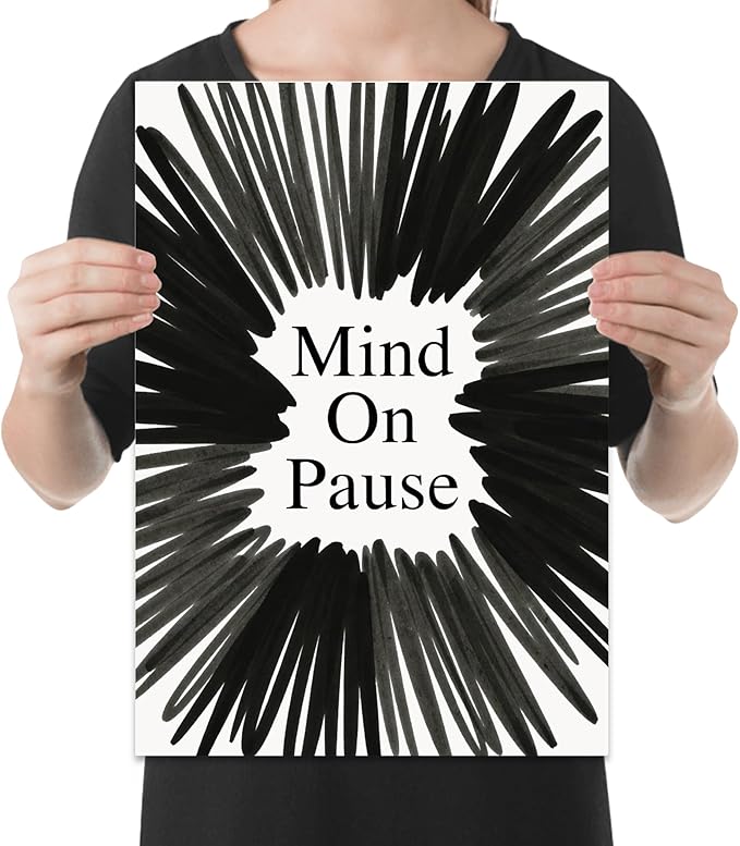 Contemporary Office Poster Print - Mind On Pause Abstract Scribble Wall Art - 13x19 - Minimalist Style