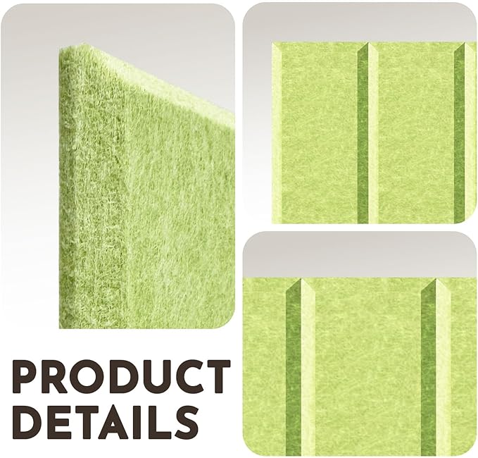 MISSDAY Large Felt Bulletin Board 48" x 36" Cork Board for Wall, 12-Pack Cork Boards with 72 Safe Removable Adhesive Tabs, 50 Pushpins, Pin Board for Home Office Classroom Soundproof Wall Tile, Green