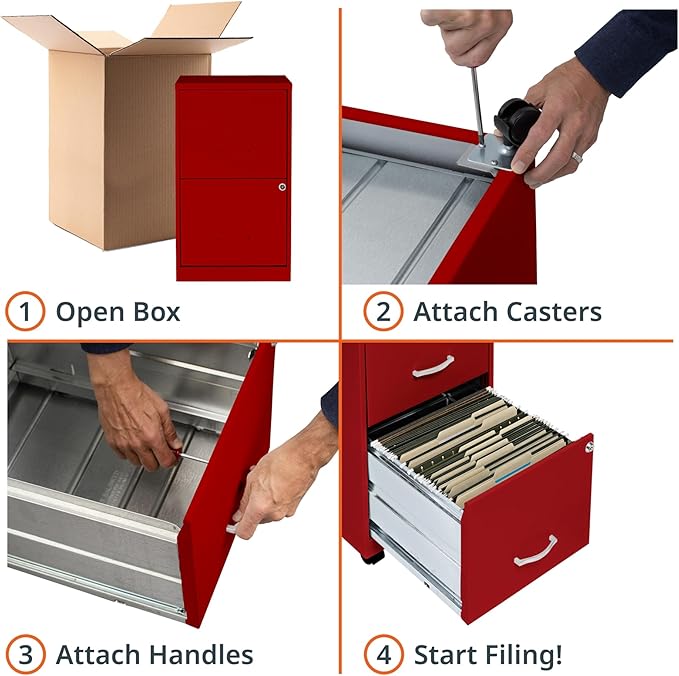 Lorell LYS SOHO File/File Mobile File Cabinet, Red