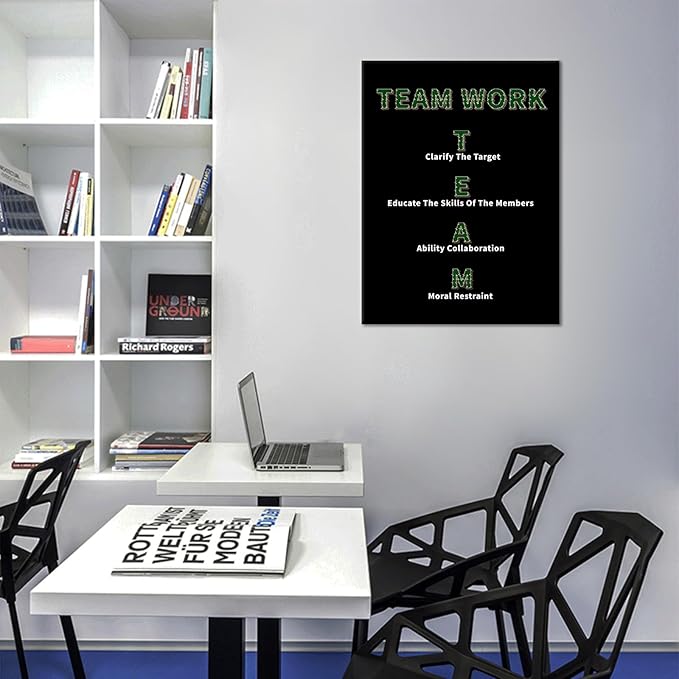 Team Work Motivational Wall Art Poster Print Inspirational Entrepreneur Quotes Printed on Canvas Painting Painting Wall Decor Artwork for Living Room School Gym Stretched and Framed [18''Hx24''W]