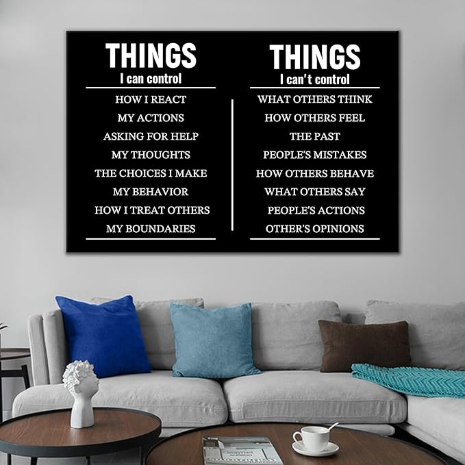 Things I Can Control Motivational Office Wall Art Inspirational Poster Print Quotes Picture Painting Positive Wall Decor for Home Men Workplace Hallway Canvas Artwork Ready to Hang [24''Wx36''H]