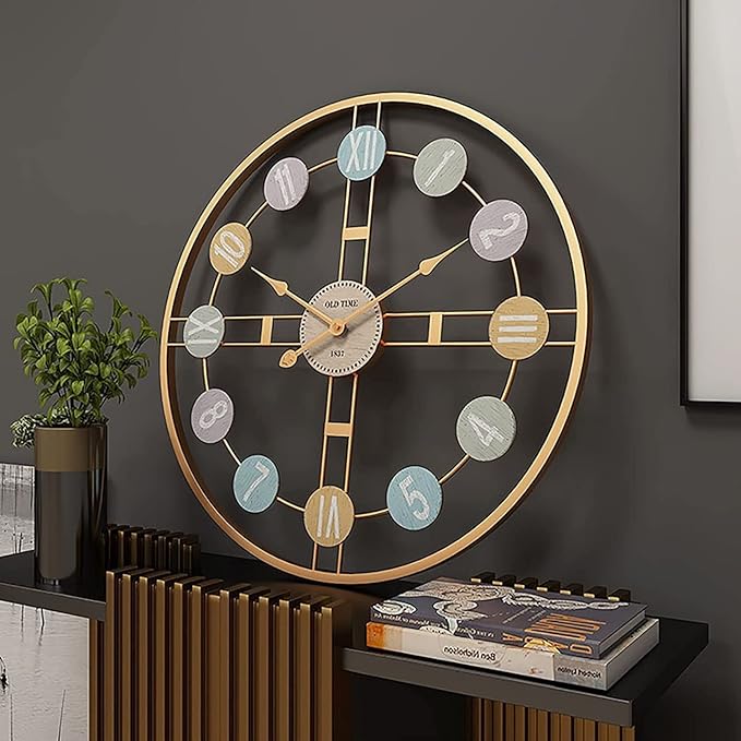 Wall Clock Wall Clock Wall Clock Metal Wall Clock Silent Wall Clock Easy to Read No Ticking Sound Suitable for Living Room Office Home Decoration Clock (D 40 * 40cm)