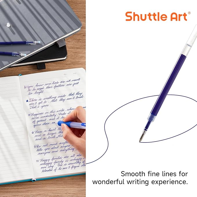 Shuttle Art Retractable Gel Pen Refills, 30 Pack Blue Rollerball Gel Ink Pens Refills, Bulk Set, 0.7mm Fine Point for Writing Journaling Taking Notes School Office Home