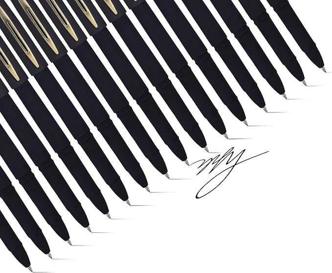 20 Pieces | Gel Ink Rollerball Pens 1.0mm Nib，Suitable for office work, study, and essential for writing，Large-capacity refills for ultra-long writing with a black-gold color scheme.