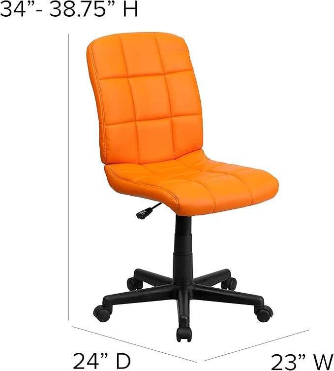 Flash Furniture Clayton Mid-Back Orange Quilted Vinyl Swivel Task Office Chair