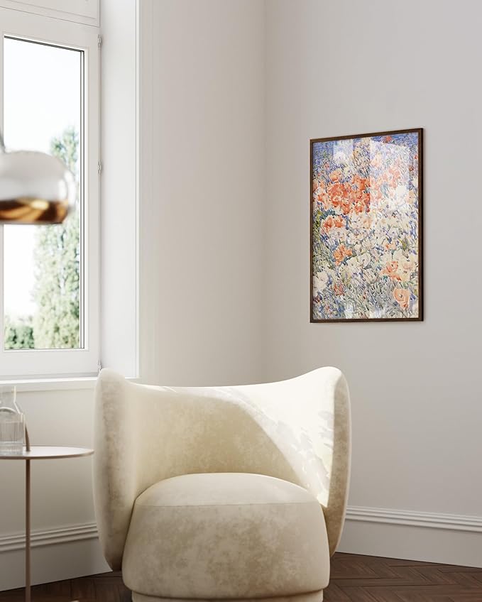 HAUS AND HUES Floral Art Wall Decor - Wildflowers Wall Art for Living Room, Floral Artwork for Bedroom Walls, Flower Painting for College Girls Dorm Room (Multicolored Flowers, Walnut Frame, 24x36)