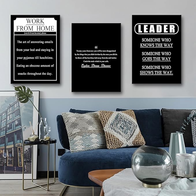 Inspirational Wall Art Entrepreneur Quotes Poster Printing 3 Pieces Explore Dream Discover Work from Home Posters Print for Living Room Teens Room Gym Workplace Artwork Ready to Hang [60''W X 28''H]