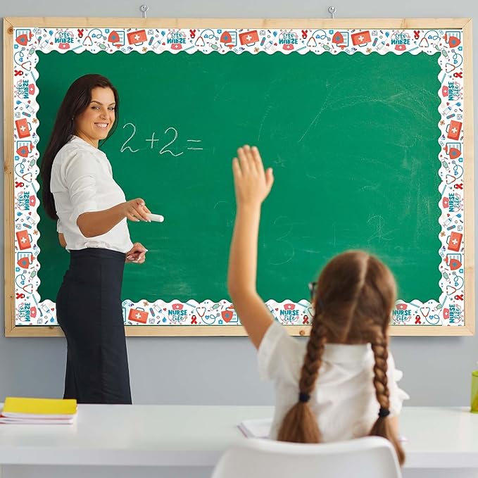 88Feet Nurse Healthcare Workers Bulletin Board Borders for Doctor Nurse Day Party Decoration Medical Nurse Themed Hospital Bulletin Board Sticker Nursing School Classroom Graduation Decorations