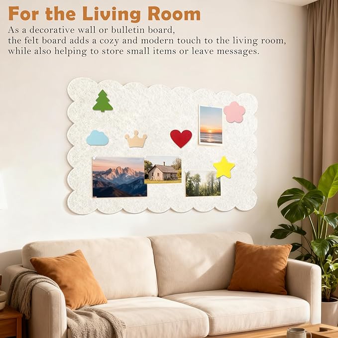 Felt Bulletin Board 36"×24" Large Pin Cork Boards for Walls Decor(with 30 Pcs Push Pins) Picture Photo Wall Display Notice Vision Board Office Supplies Accessories Kitchen,Classroom,Home,Room Decor