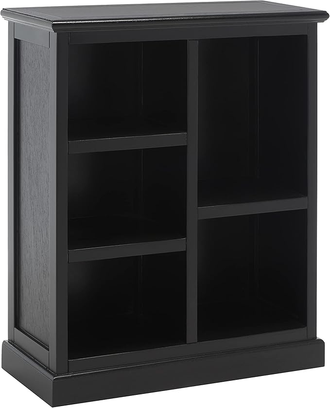 SAFAVIEH Home Collection – Maralah 5-Shelf Solid Wood Bookcase, Black, 25" Wide Storage Display Shelf, Fully Assembled (AMH6634D)