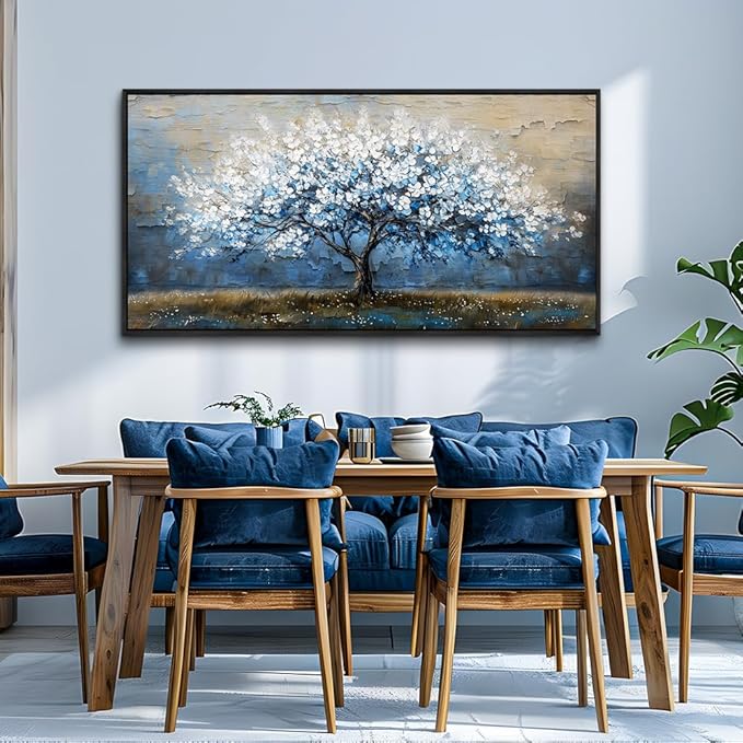 KELIYUAN Large Canvas Wall Decor For Living Room Black Framed Wall Art For Bedroom Wall Painting Abstract Tree Pictures Office Dining Room Decor Art Hotel Room Mural Home Decor Aesthetics 24"X48"