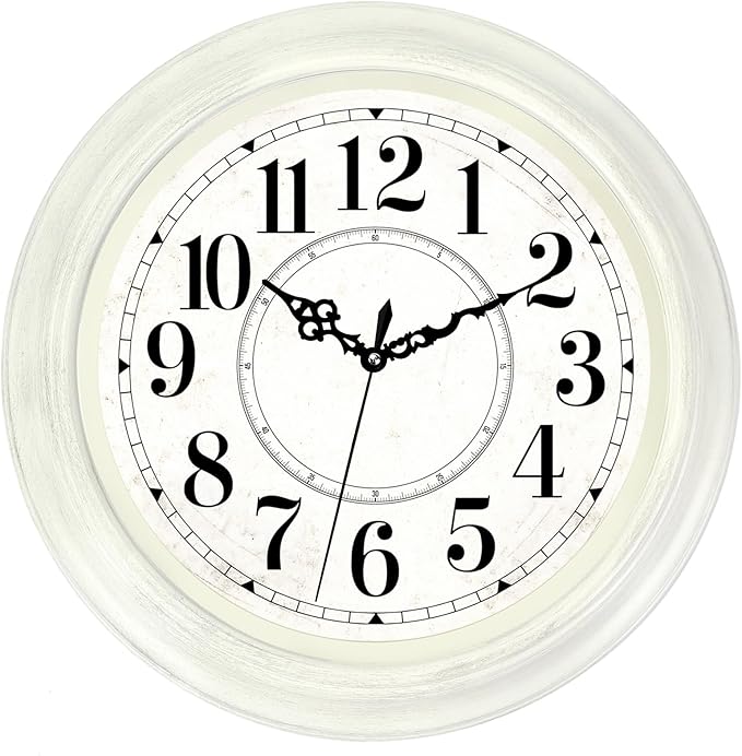 Vintage Wall Clock 16 Inch Quartz Silent Non-Ticking Analog Clock Battery Operated Rustic Round Decorative Clock for Living Room Kitchen Home Office Classroom