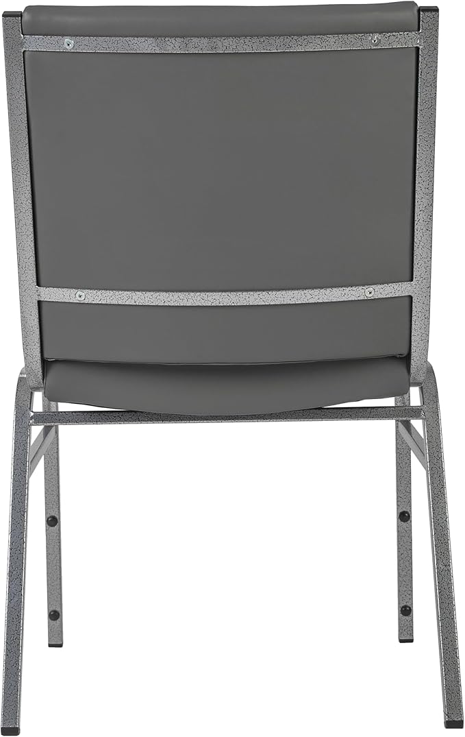Flash Furniture 4 Pack Hercules Heavy-Duty Vinyl Lobby Chairs with Ganging Brackets and Cushioned Seats, Stacking Chairs for Waiting Rooms/Offices, Gray