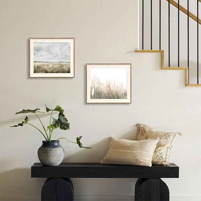 ASTRDECOR Framed Vintage Wall Art for Living Room Decor, Farmhouse Decor Country landscape Canvas Wall Art for Bedroom, Fall Grass Field Autumn Oil Painting, Vintage Pictures Farmhouse Wall Prints-10''x12''