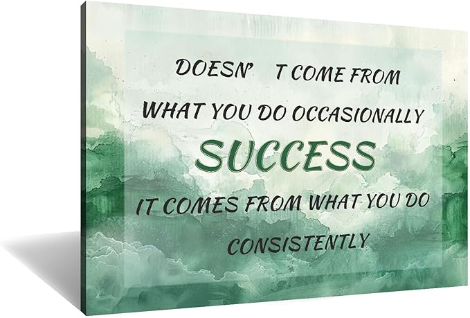 DINGFUN Success Canvas Wall Art Decor Inspirational Poster Motivational Quotes Painting Positive Energy Picture Print Artwork for Modern Home Living Room Office School Ready to Hang [36''Wx24''H]