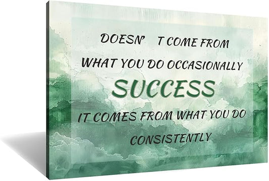 DINGFUN Success Canvas Wall Art Decor Inspirational Poster Motivational Quotes Painting Positive Energy Picture Print Artwork for Modern Home Living Room Office School Ready to Hang [36''Wx24''H]