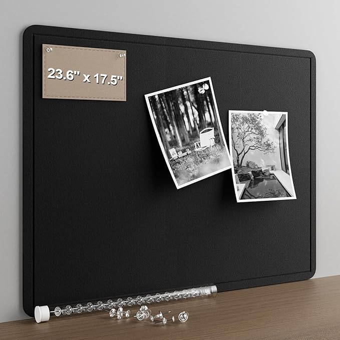 Large Felt Bulletin Board for Wall, 24"x18" Frameless Picture Board, Soft Felt Cork Board for Office, Home Planning & Office Wall Decor, Easy Install Pin Board
