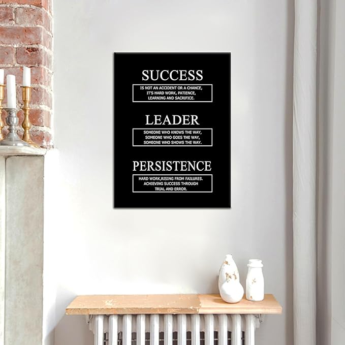 PSYYSP Motivational Canvas Wall Art Success Leader Persistence Entrepreneur Quotes Poster Inspirational Positive Picture Print Artwork for Living Room Office Wall Decor Ready to Hang [18''Wx24''H]