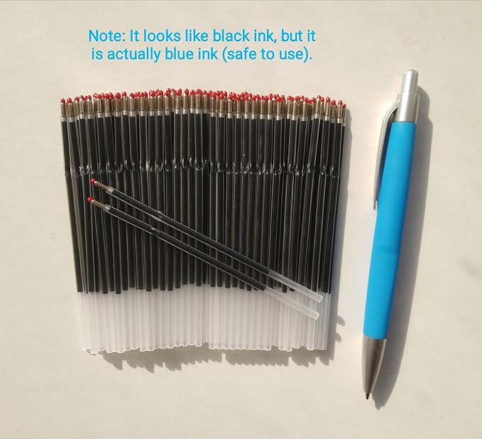 100 Pcs Ball Point Pen Refills Blue,1.0 mm Replaceable Pen Refills,Size 4.2 inch/107mm,Send 1 Retractable Ballpoint Pen,for Office School Supplies (Blue)