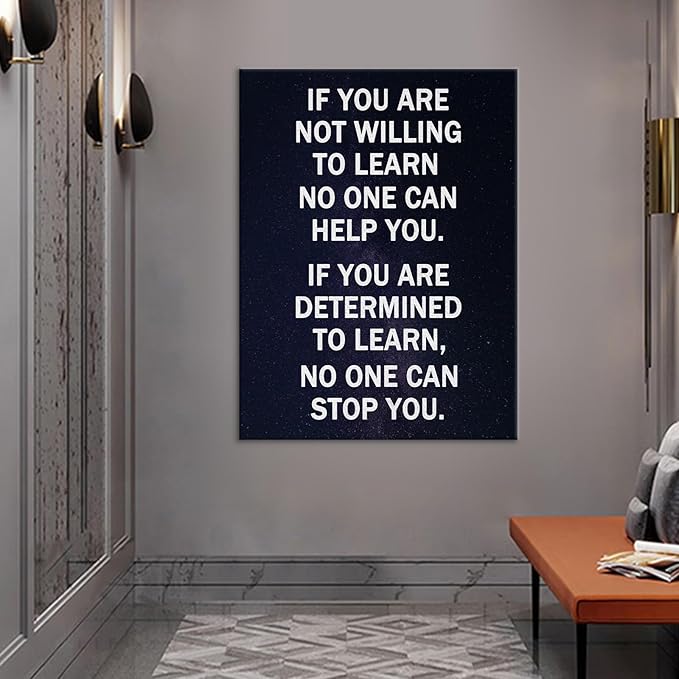 Determined Motivational Canvas Wall Art Large Size Inspirational Wall Decor Poster Print Positive Picture Painting Artwork for Modern Home Living Room Gym School Stretched and Framed [30''Wx 40''H]