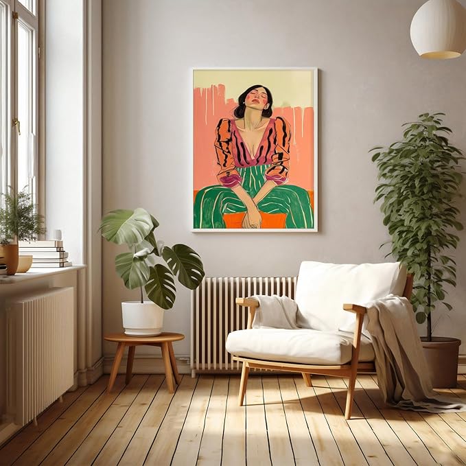 Woman Poster for Room Aesthetic Vintage Woman Wall Art Feminist Posters Women Portrait Painting Confident Female Figure Painting Eclectic Gallery Decor for Bedroom Living Room Dorm 16x24 Inch UnFramed