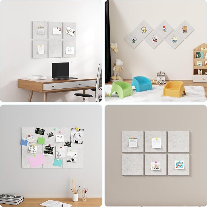 Large Cork Boards for Walls – 36" x 24" Self Adhesive Felt Wall Tiles, Ideal for Office Bulletin Board, Easy to Install Pin Board Photo Board