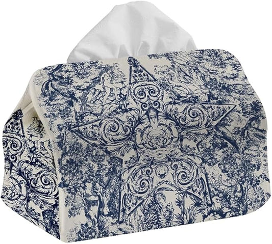 Stylish Tissue Box Modern Cloth Tissue Box Refined Tissue Box Cover and Simple Napkin Box for Bathroom Vanity Countertop Desk Gift Office Modern Tissue Box (Color : Blue, Size : Small) (Blue Large)