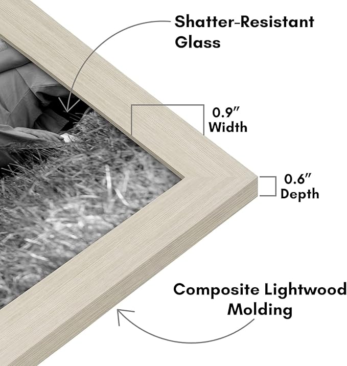 Americanflat Set of 10 Picture Frames with Shatter-Resistant Glass - Gallery Wall Frame Set with Two 8x10, Four 5x7 and Four 4x6 Frames - Signature Collection - Light Wood