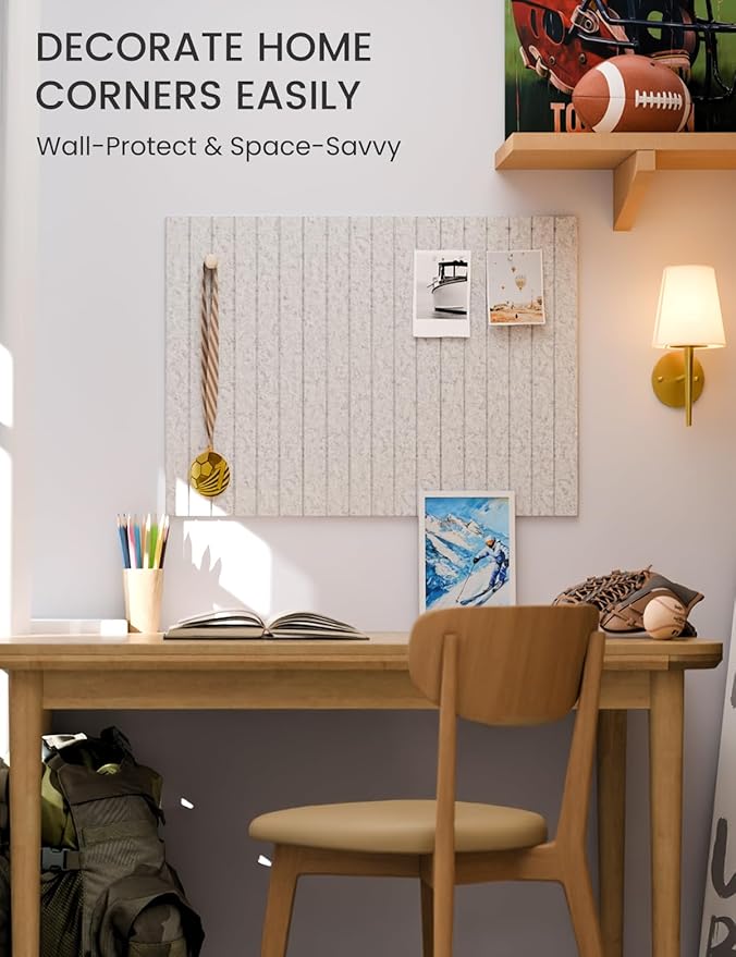 Fluxynara Felt Bulletin Board Tiles -28"x18" with 40 Adhesive Tabs, Cork Board Alternative for Office Decor, Push Pin Board Wall Organizer 6-Pack (Silvery Gray)