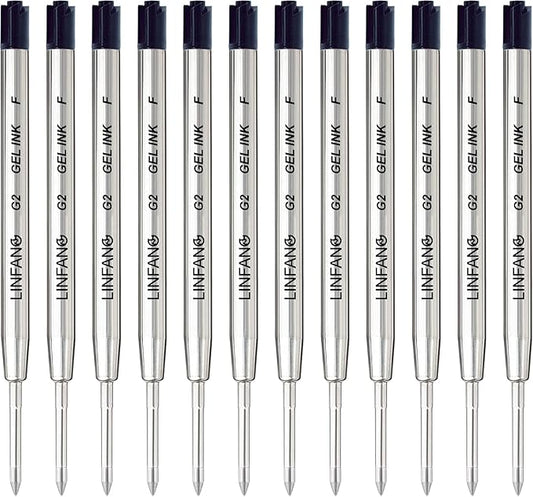 Black Gel Ink Pen Refills Ballpoint Black, 12 Pack Gel Pens Refills Fine Point 0.5mm Tip Smooth Writing Pen Refill (12 Black)