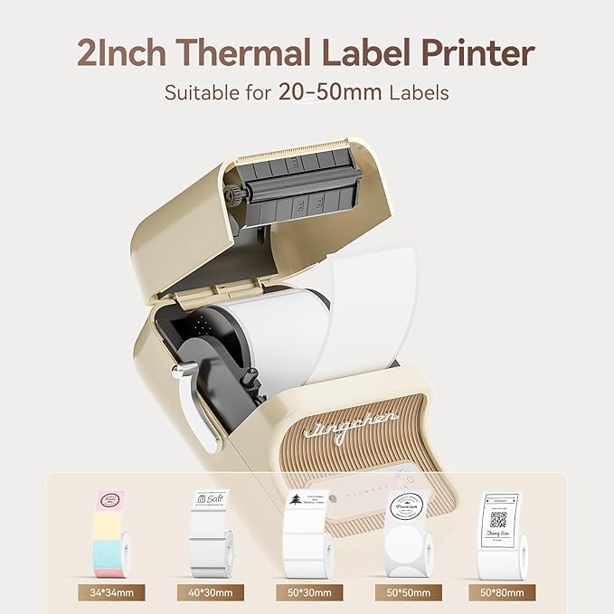 NIIMBOT B21 Label Maker Machine with Tape, 2 Inch Portable Sticker Printer Thermal Labeler for Gift Jar Candle Address Labels for Home Office Business Organization, Supports Mobile & PC, White