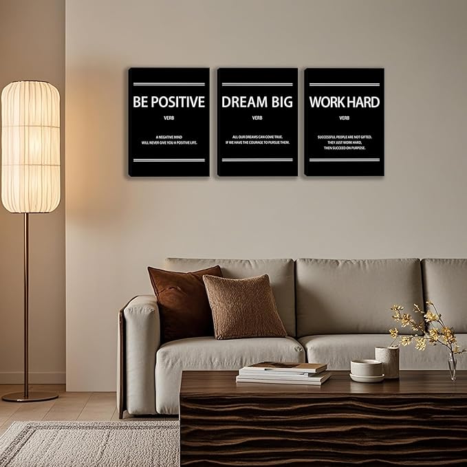 3 Panel Print Canvas Wall Art Motivational Office Wall Decor Painting Inspirational Posters Modern Inspiring Artwork for Home Living Room Bedroom Wall Decor Office Wall Art Ready to Hang - 36"Wx 16"H