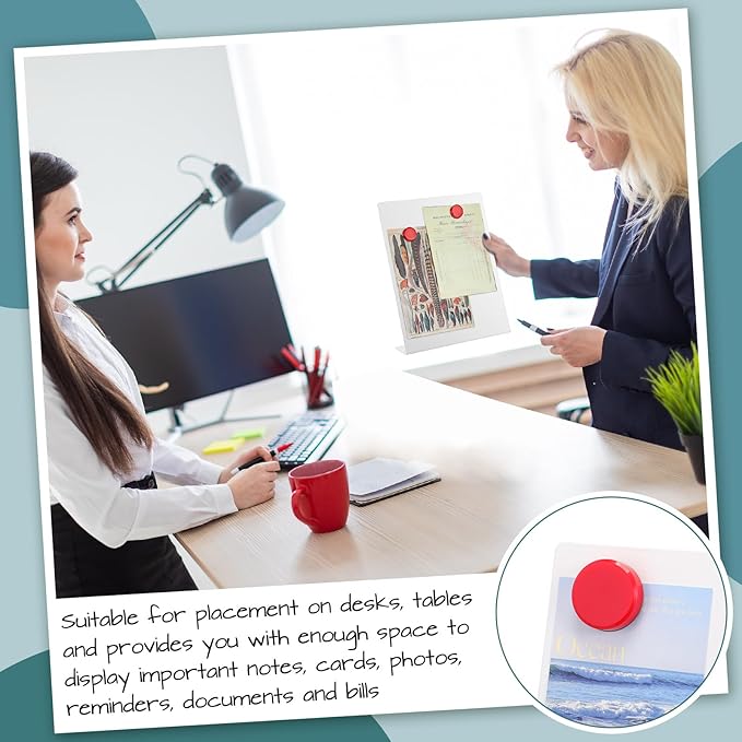 Fainne White 2 Pcs Magnetic Bulletin Board with Easel Stand 11 x 8.5 x 2.4 Inches Mini Magnet Metal Tabletop Memo Display Board for Back to School Menu Table Office Supplies